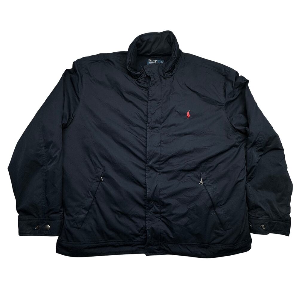 Vintage Polo Ralph Lauren Fleece Lined Navy Blue Hooded Jacket Mens XXL